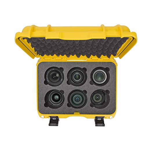 Nanuk Waterproof 918 Hard Case with Custom Foam Insert for 6 Lenses - Yellow,918-LENS4