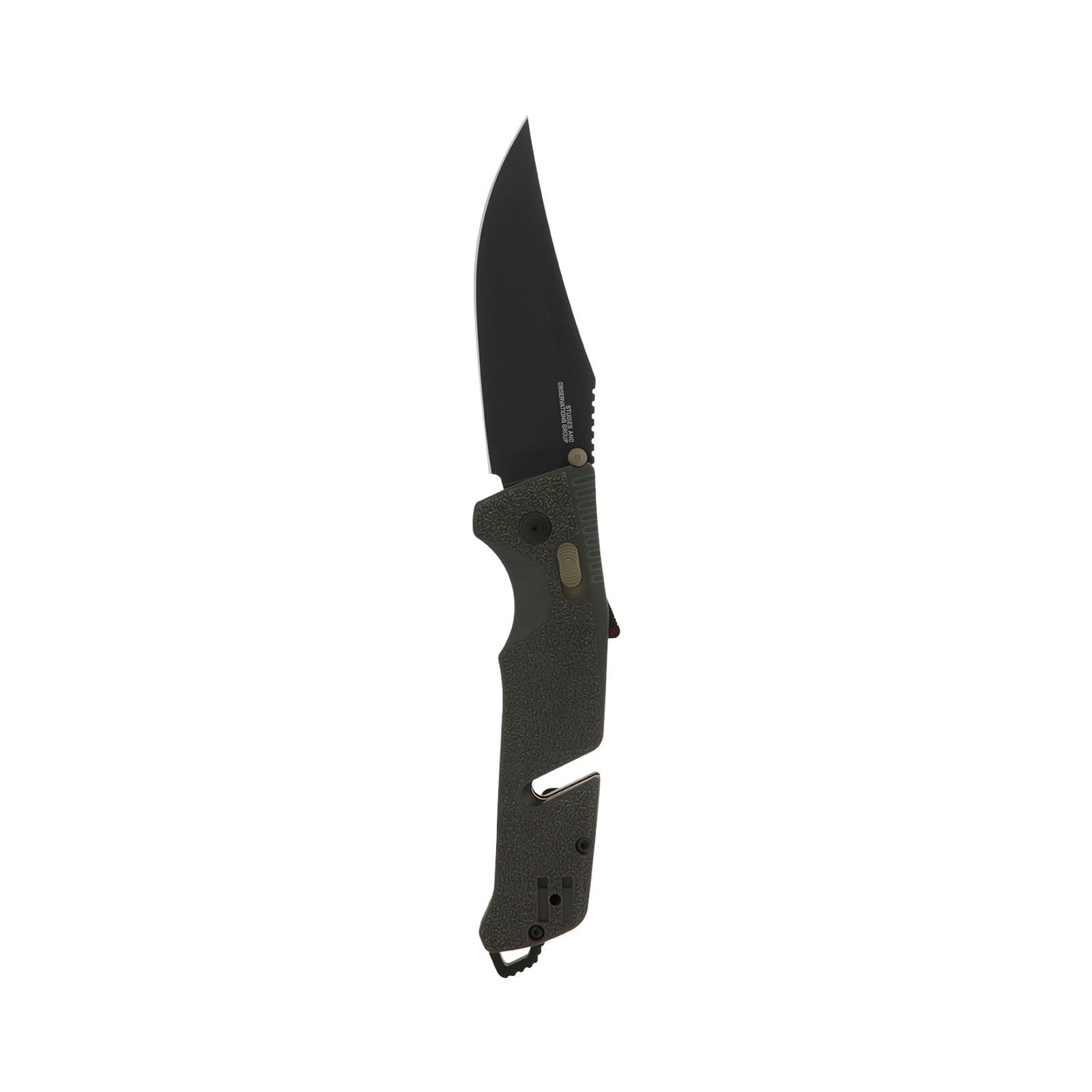 Ambidextrous SOG Trident Professional Straight Folding Knife | Heat-Treated CRYO D2 3.75" Stainless Steel Blade, Olive Drab