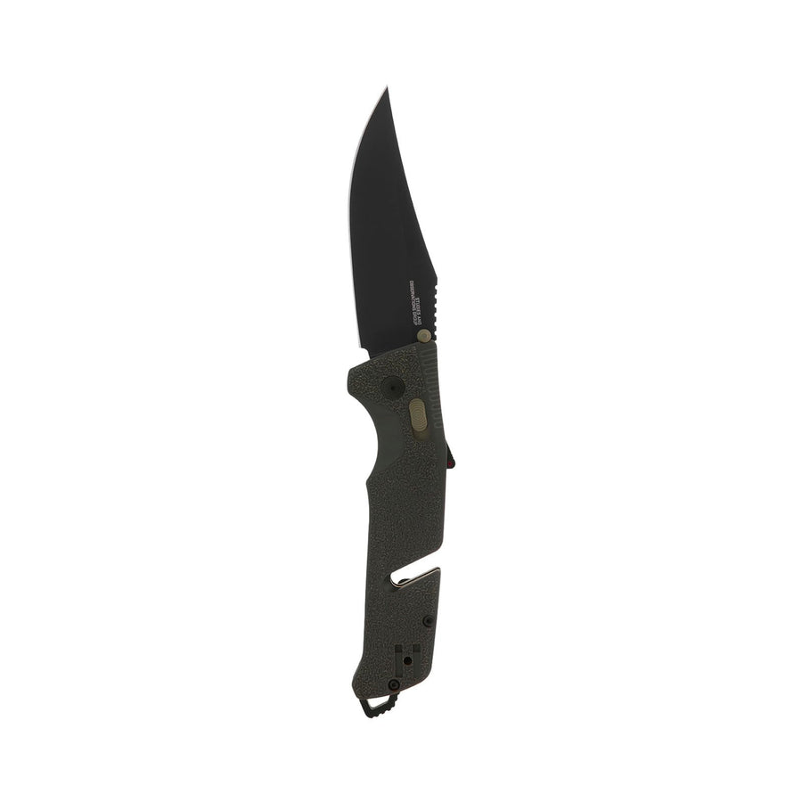 Ambidextrous SOG Trident Professional Straight Folding Knife | Heat-Treated CRYO D2 3.75" Stainless Steel Blade, Olive Drab