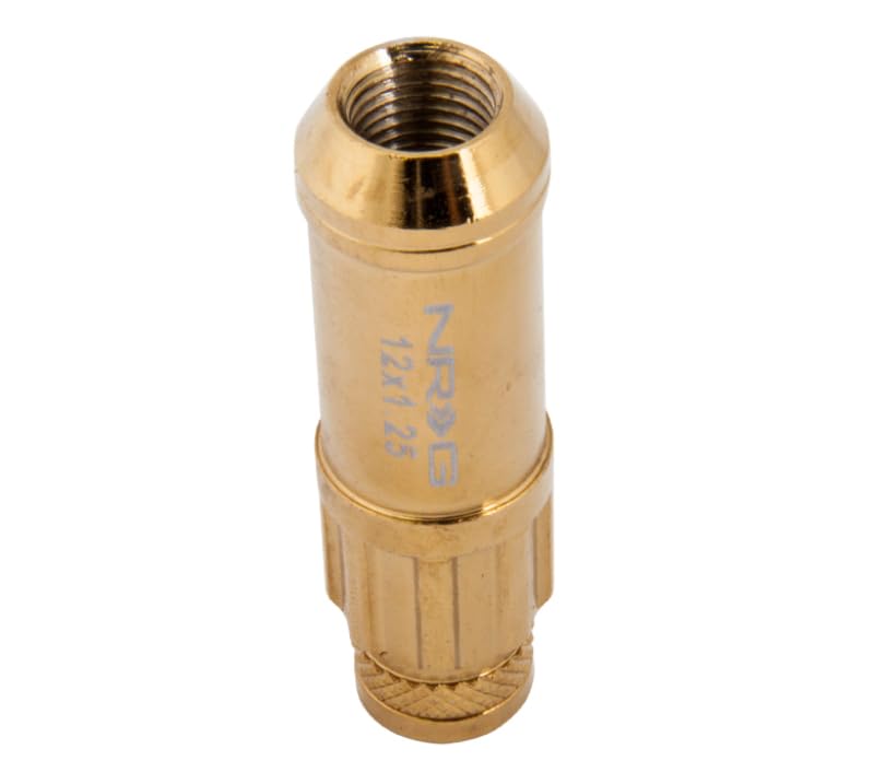 700 Series NRG M12 X 1.25 Steel Lug Nut w/Dust Cap Cover Set 21 Pc w/Locks & Socket - Chrome Gold