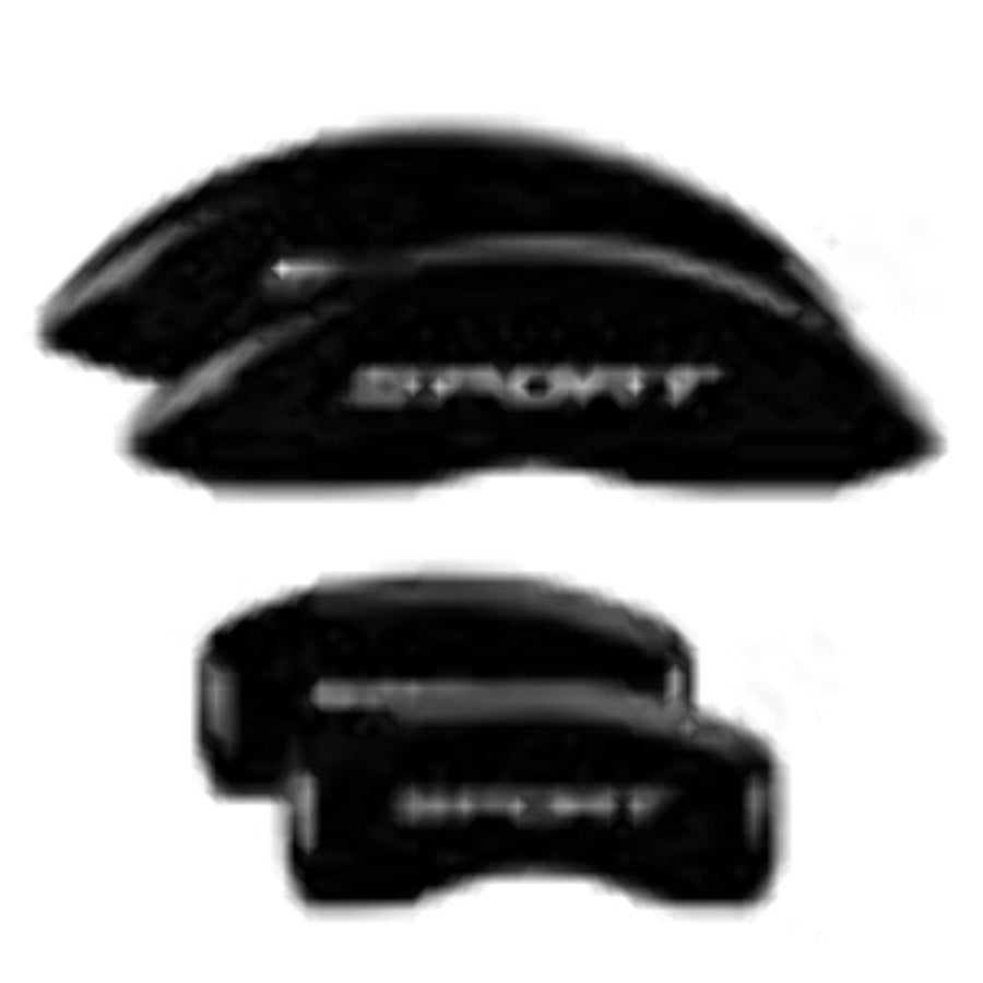 MGP 10252SSP2BK Sport Caliper Covers (2015, No Bolts) Black Powder Coat Finish, Silver Characters, Set of 4
