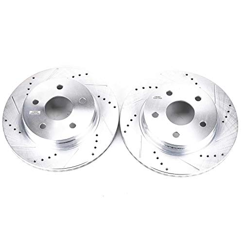 Power Stop Front Drilled and Slotted AR8750XPR Brake Rotors Pair For 2007-2009 Chrysler Aspen | 2004-2009 Dodge Durango | 2002-2018 Ram 1500 [Reg. Quad Cab] | 2019-2023 Ram 1500 Classic