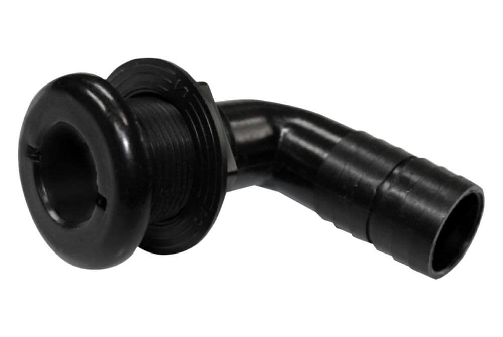 90 Degree Thru-Hull Fitting T-H Marine | 1-1/8 Inch Plastic Marine Fitting for Reliable Hose Connection - UV Stabilized White Fitting, Ideal for Boat Plumbing Upgrades