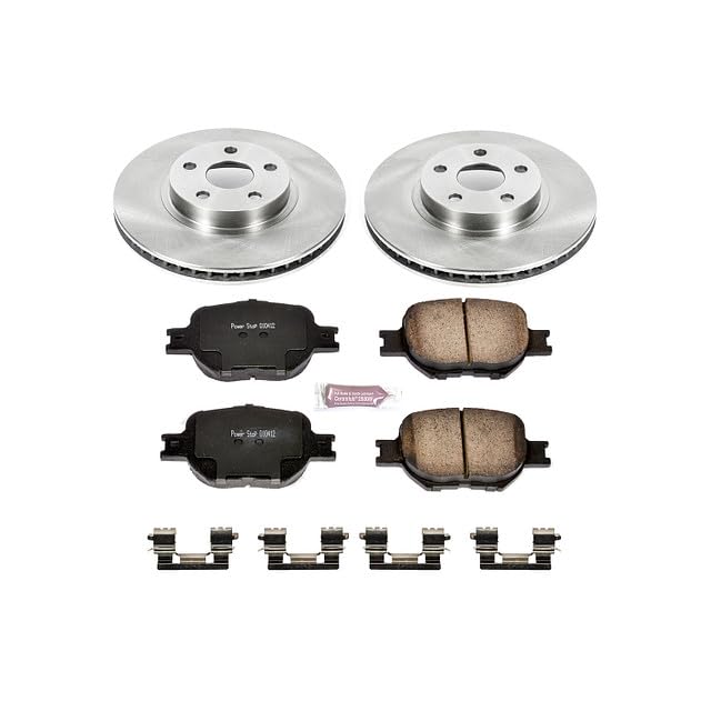 POWERSTOP Autospecialty KOE2313 Front Replacement Brake Kit-OE Brake Rotors & Ceramic Brake Pads For Scion tC 2005-2010, Toyota Celica 2000-2005 [Model Specific]
