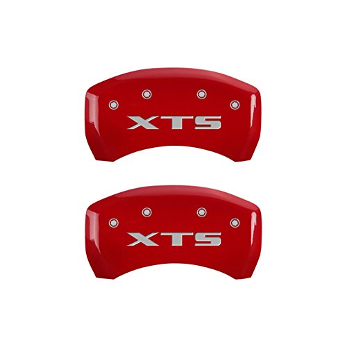 Caliper Covers MGP - Brake Caliper Covers Compatible with 2013-2019 Cadillac XTS (Requires 19"+ Wheels) Powder-Coated Finish, 4 PCS Front and Rear (Red - Cadillac/XTS Engraving)