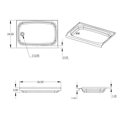 Lippert 24" x 36" White Bathtub Replacement with Right Drain, Scratch-Resistant ABS Acrylic for RVs, Travel Trailers, 5th Wheels, Motorhomes - W2436RHSPK