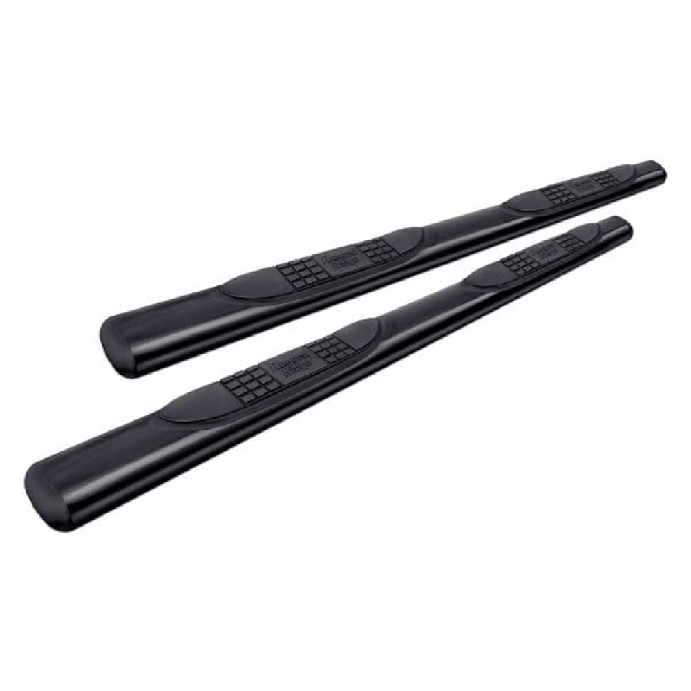 Tube Side Step Kit Rugged Ridge 11591.08, Oval, 4.25 Inch, Black; 07-18 Wrangler JKU, 4 Door