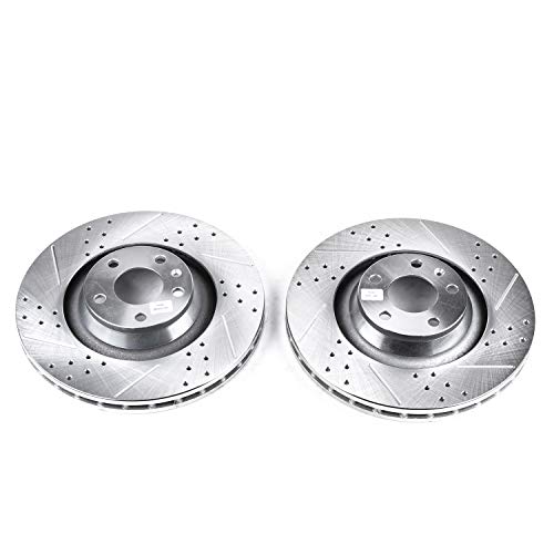 Power Stop Front EBR828XPR Drilled & Slotted Rotor Pair For Audi A6 2006, Audi A6 Quattro 2005-2011 [Model Specific]