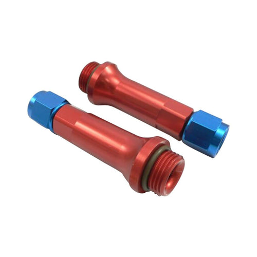 Carburetor Fuel Inlet Fitting SpeedFX 574872, For Use With Holley UltraHP Carburetor Inlet Adapter, 6AN, 3/4-16 Thread Size, Anodized, Red/Blue, Aluminum, Set Of 2