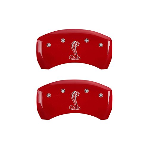MGP 10201SSNKRD Caliper Covers Red Brake Covers Engraved with Silver Tiffany Snake (Set of 4)