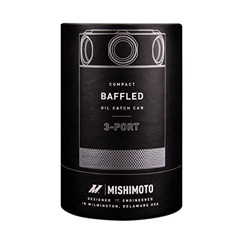 Compact Baffled Oil Catch Can Mishimoto MMBCC-CBTHR-BK, 3-Port, Black