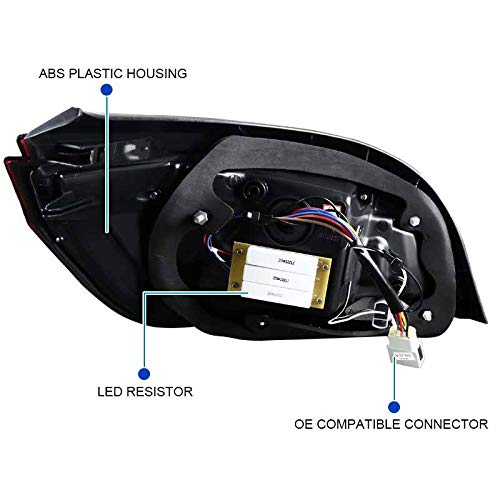 Jet Black Housing SPEC-D TUNING Red LED Bar Tail Lights Compatible with 2008-2010 BMW E60 5-Series 4 Door, Left + Right Pair Assembly