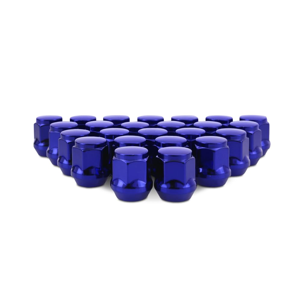 Mishimoto Lug Nuts Steel, M12x1.5, Acorn Seat, 24pc Set, Blue