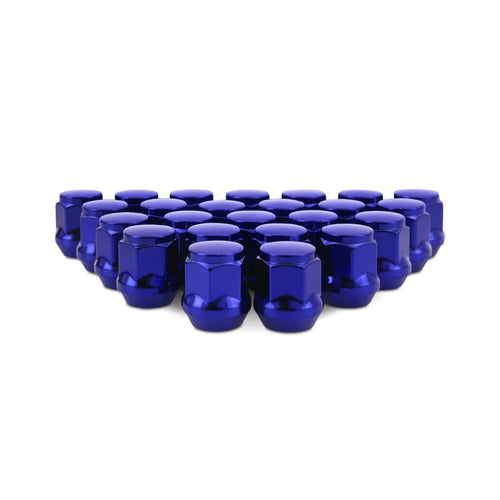 Mishimoto Lug Nuts Steel, M14x1.5, Acorn Seat, 24pc Set, Blue