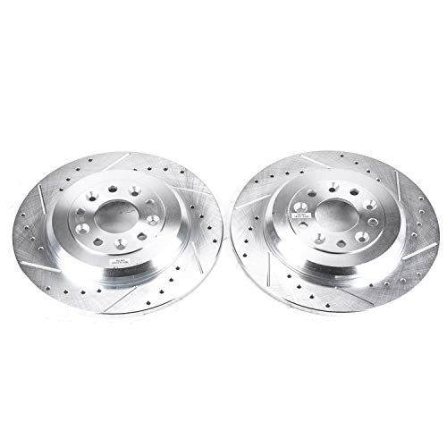Power Stop Rear AR8180XPR Drilled & Slotted Rotor Pair For Edge, Explorer, Five Hundred, Flex, Freestyle, Taurus, Taurus X, MKS, MKT, MKX, Montego, Sable [Model Specific]