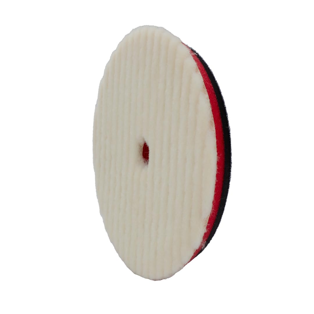 6" Maxshine Universal Wool Buffing Polishing Pad for Cutting – 100% Natural Wool with Hook & Loop – DA Polisher Compatible – Aggressively Removes Scratches, Swirls & Oxidation
