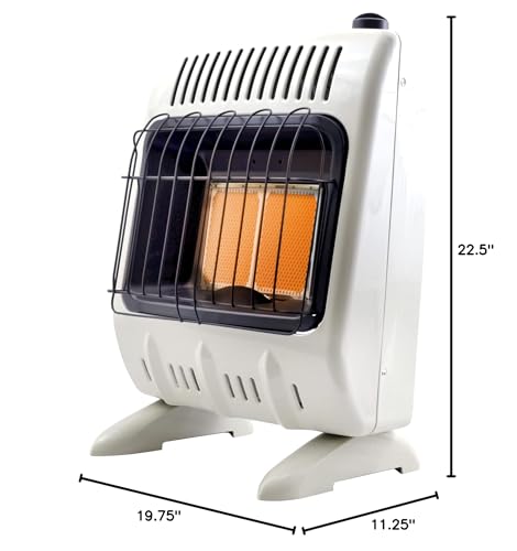 10,000 BTU Mr. Heater MHVFRD10LP Radiant Vent Free Propane Heater for Cold Rooms, Additions, Sun Rooms & Cabins - White
