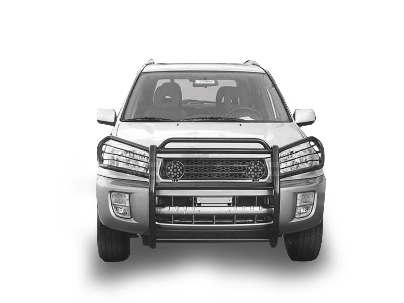 Bumper Guard Modular Black Horse Grille brush Come With pair of 7.0"Dia.LED Lights with Black Trim Rings Compatible with 2001-2005 Toyota RAV4-17TH26MA-PLB