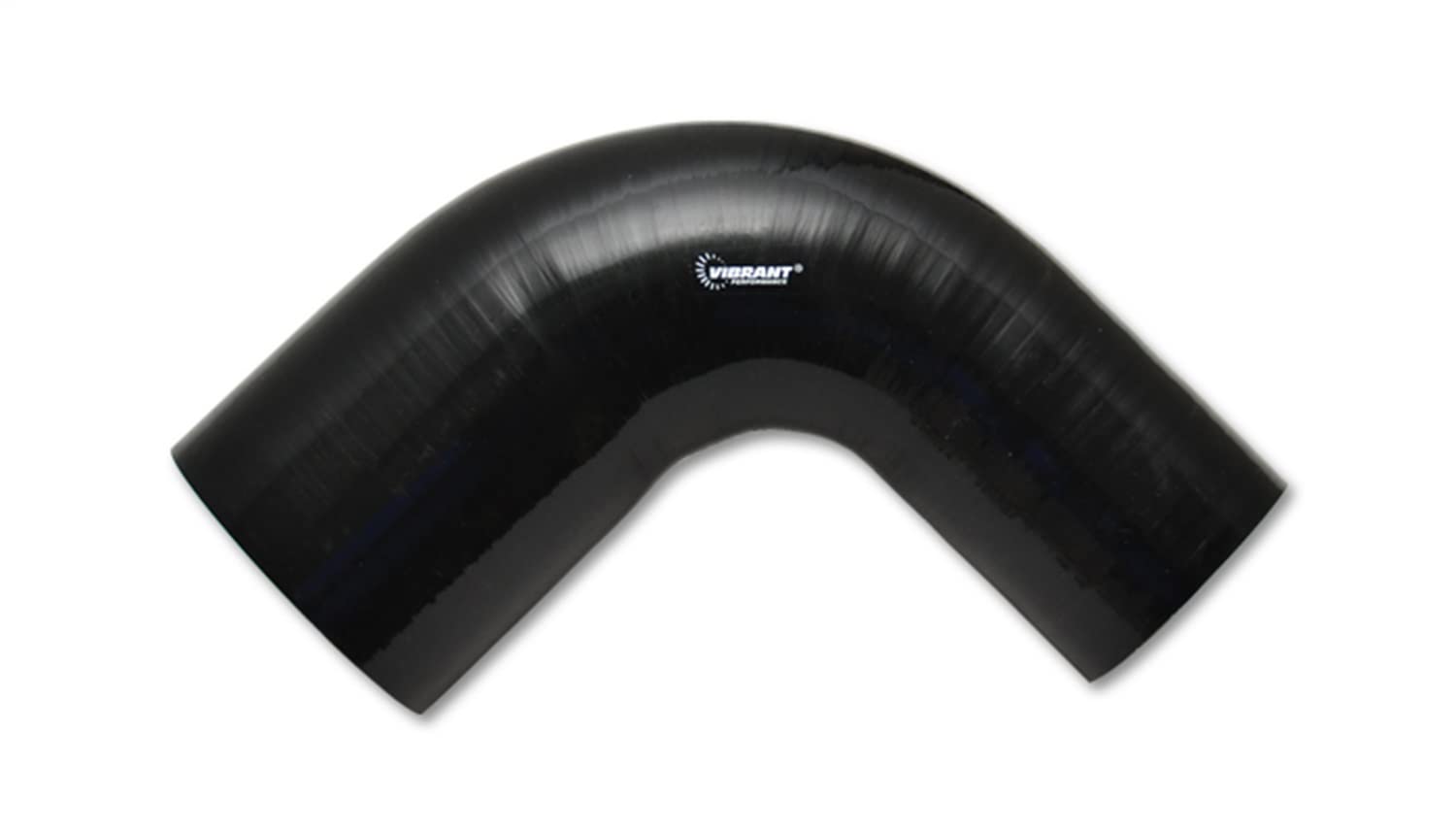 Hose Coupler, Vibrant Power 19796, Silicone, 4ply Aramid Reinforced, 90 degree Elbow, Reducer, Transition, 3.50 in. Inlet I.D, 3.25 in. Outlet I.D, 4.00 in. Leg Length, 3.50 in. CLR, Black, each