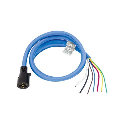 Bargman 7-Way Molded Trailer End 54006-058 w/8' Cable, Heavy Duty Cold Weather Insulated Blue Silicon - RV Clocking