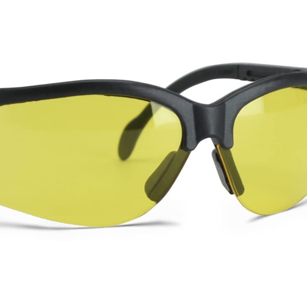 Walker's High-Grade Polycarbonate Lenses Sport Half Frame Soft Rubber Nose Piece Adjustable Safety Shooting Glasses, Yellow