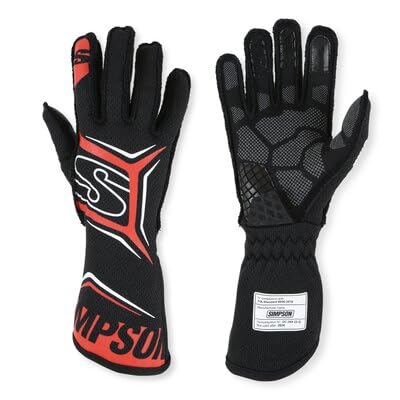 MGMR Simpson Racing Magnata Gloves Black/Red Medium - Pair