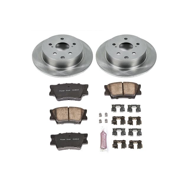 POWERSTOP Autospecialty KOE4670 Rear Replacement Brake Kit-OE Brake Rotors & Ceramic Brake Pads For Pontiac Vibe 2009-2010, Toyota Matrix 2009-2013 [Model Specific]