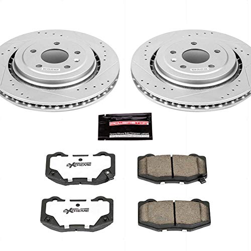 Power Stop K6530-26 Z26 Carbon Fiber Brake Pads Rear with Drilled & Slotted Brake Rotors Kit For Chevrolet Corvette 2014-2019 [Vehicle Specific]