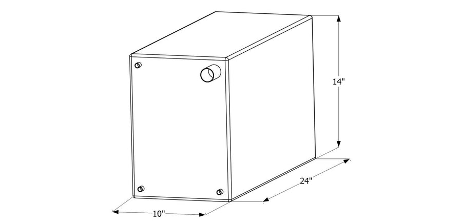 Fresh Water Tank ICON 12462 with 3/8" FTP and 1-1/4" Filter WT2462-15 Gallon, 24" x 10" x 14"
