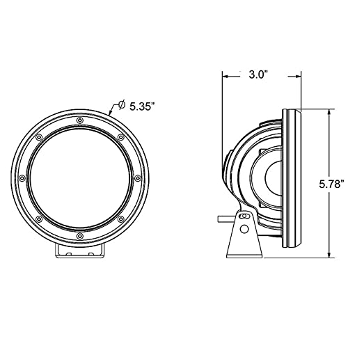LED Black Horse 5.3" Dia Light Flood Black Trim Ring Compatible with All Cars,Trucks and SUVs-PL9251FB