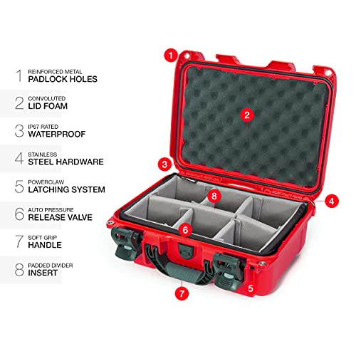 Waterproof Nanuk 915 Hard Case with Padded Dividers - Red