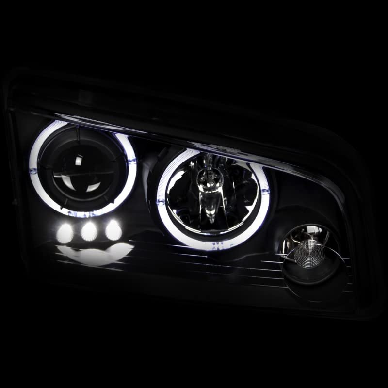 Projector Headlight Set ANZO USA w/LED Halo-Black 121381