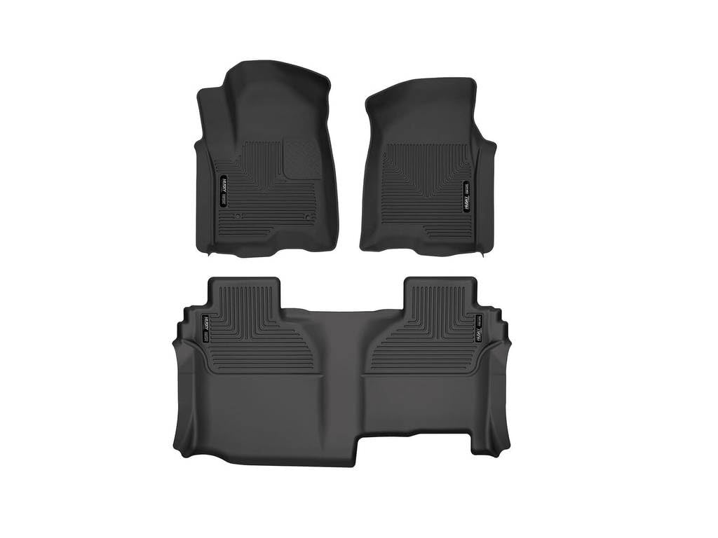 Husky Liners X-act Contour Floor Mats | 2019-2026 Chevrolet Silverado & GMC Sierra 1500 & 2020-2026 Chevrolet Silverado & GMC Sierra 2500/3500 Double CAB Fits | Front & 2nd Row, 3-pc Black - 53648