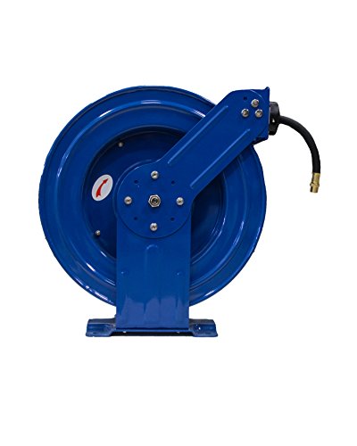 3/8" by Rapidair 50' Dual Arm Auto Rewind Hose Reel, 3/8 I.D x 50', Blue