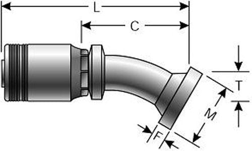 GlobalSpiral Series Gates MAX Pressure Couplings 24GSM-24FLH30MXBULK, Code 62 O-Ring Flange Heavy, 30 Degree Bent Tube, 1-1/2" ID