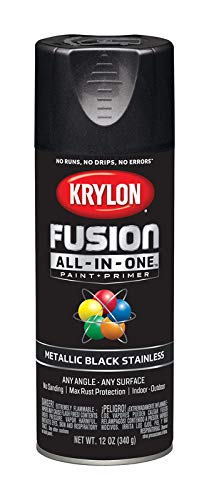 Krylon All-In-One Fusion Metallic Black Stainless Paint + Primer Spray Paint 12 oz.