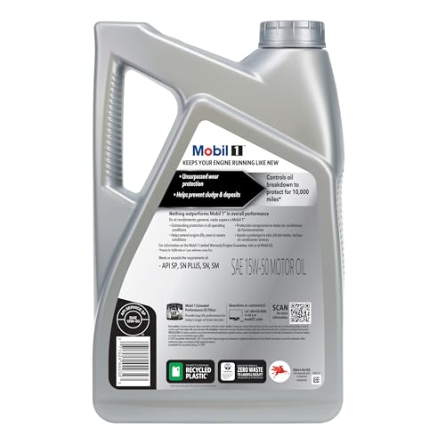 15W-50 Mobil 1 Advanced Full Synthetic Motor Oil, 5 Quart