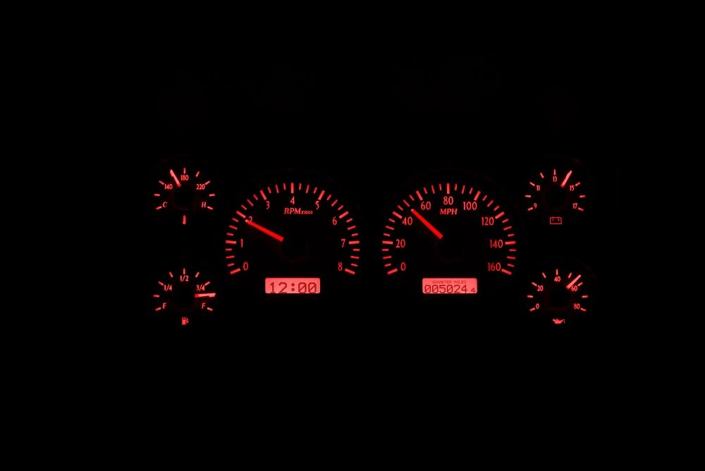 Dakota Digital VHX-86C-S-R-10 Analog Dash Gauge System Compatible with 1986-93 Chevy/GMC S-10/ S-15 Pickups and 1986-94 S-10/ S-15 Blazers/Jimmy, Silver Alloy Style, Red Backlighting