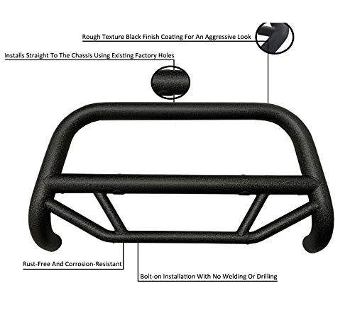 Max T Black Horse Bull Bar Textured Black Compatible with 2004-2015 Nissan Titan-MBT-MN503