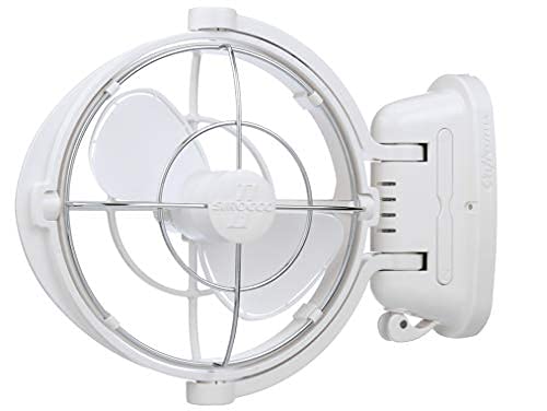 Caframo SEEKR Sirocco II™ Fan from. 12V/24V Auto-Sensing DC, Omnidirectional Low-Power Draw Fan for Boats and RVs. Hardwire Installation Required. Made in Canada. White.