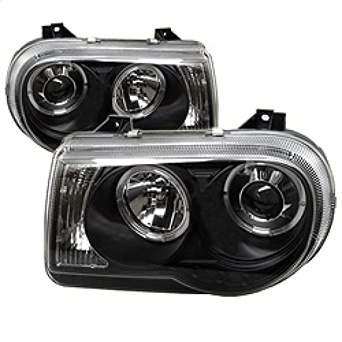 LED Halo Spyder Auto Projector Headlights Black/Clear 5009135