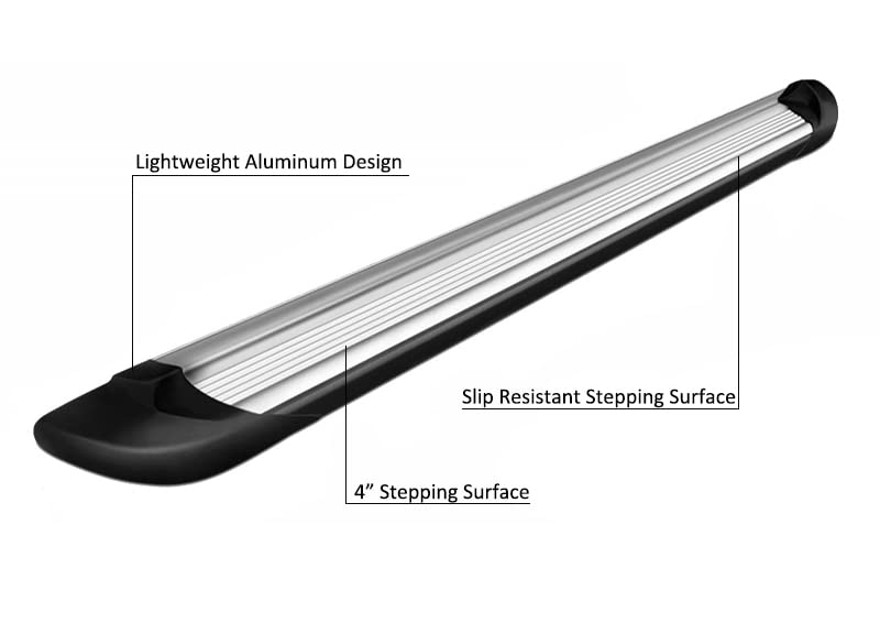 Transporter Running Boards Silver Black Horse Compatible with 2009-2010 Dodge Ram 1500/2500|2011-2023 Ram 2500/3500 (Excl. Chassis Cab Diesel Models)-TR-R185S