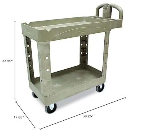 Utility Cart Heavy-Duty, 2-Shelf, 17-7/8w x 39-1/4d x 33-1/4h, Beige - 450088BG