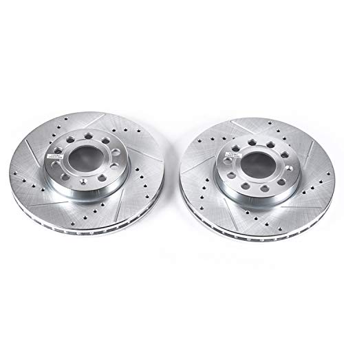 Power Stop Front EBR830XPR Rotor Pair Drilled & Slotted For A3 A3 A3 Quattro A3 Sportback e-tron VW Beetle VW VW Golf VW Golf SportWagen VW Jetta VW Jetta VW Rabbit VW e-Golf [Model Specific]