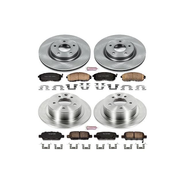Power Stop Autospecialty KOE6095 Front and Rear Replacement Brake Kit-OE Brake Rotors & Ceramic Brake Pads For Nissan Sentra 2017-2018 [Model Specific]