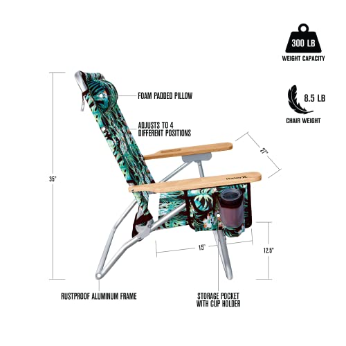 Hurley Beach Chair Mid-Height Wood Arm, One Size, Hawaiian Gardens Black
