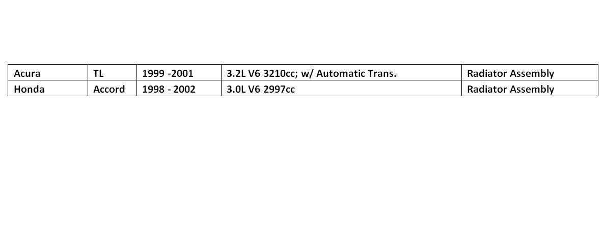 Auto Comfort radiator compatible with: 1999-2001 Acura TL 3.2L V6 With Automatic Trans / 1998-2002 Honda Accord 3.0 V6