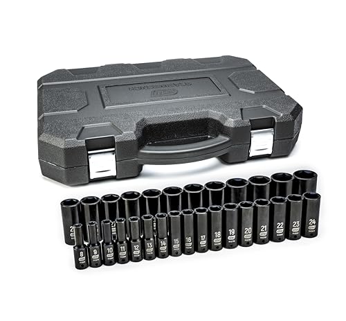 1/2" Drive GEARWRENCH 29 Pc. Deep Impact Socket Set, Metric - 84935N