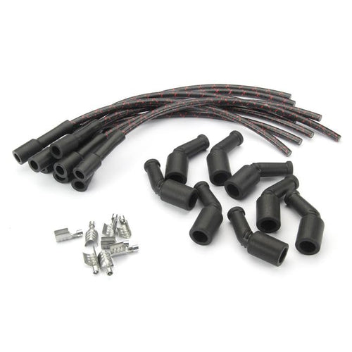 Lokar Performance Products PW-1024 Kit Plug Wire Ls Coil To Plug, 180D Plug, 135D Coil, Cut To Fit Black With Red Tracers