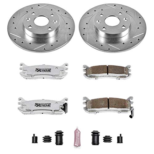 Power Stop K772-26 Z26 Carbon Fiber Brake Pads Rear with Drilled & Slotted Brake Rotors Kit For Ford Escort, Mazda Miata, Mazda Miata, Mazda Protege, Mercury Tracer [Model Specific]